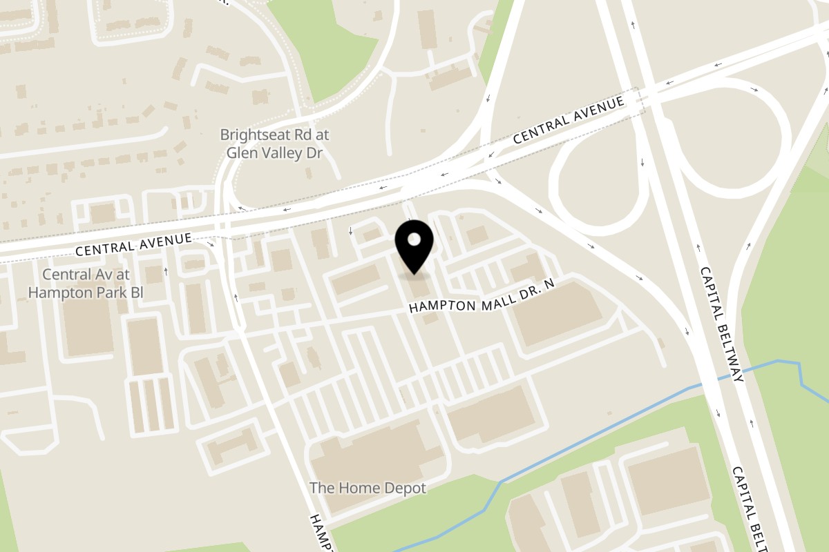 Map showing the location of Carolina Kitchen Sea & Soul Capitol Heights on 9009 Central Ave #101 in Capitol Heights