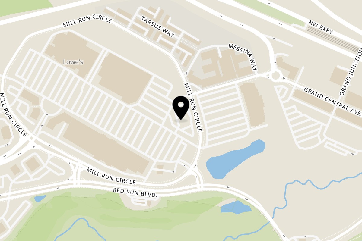 Map showing the location of Carolina Kitchen Sea & Soul Owings Mills on 10256 Mill Run Cir Ste 102 in Owings Mills